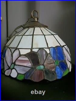 Vintage Tiffany Style Stained Glass Floral Hanging Lamp Shade Ceiling Fixture