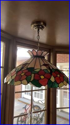 Vintage Tiffany-Style Stained Glass Hanging Lamp