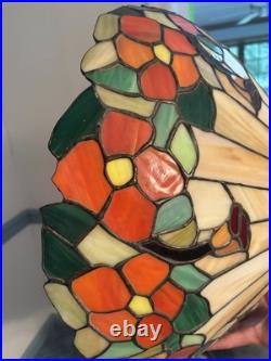 Vintage Tiffany-Style Stained Glass Hanging Lamp