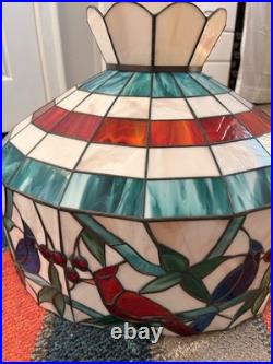 Vintage Tiffany Style Stained Glass Hanging Lamp Shade with Birds