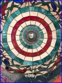 Vintage Tiffany Style Stained Glass Hanging Lamp Shade with Birds