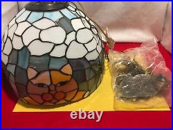 Vintage Tiffany Style Stained Glass Hanging Stained Glass Cat Lamp Shade