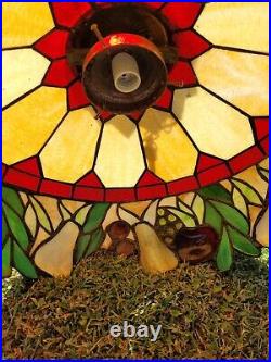 Vintage Tiffany Style Stained Glass Light Hanging Lamp Fruit Design