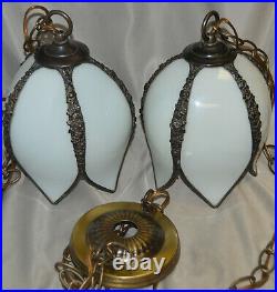 Vintage Tiffany Tulip Style Swag Lamps Ceiling Fixtures