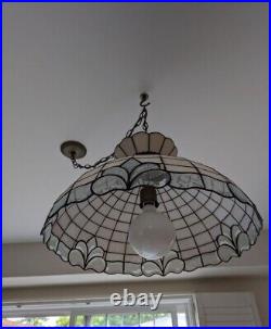 Vintage Tiffany-style stained glass hanging lamp