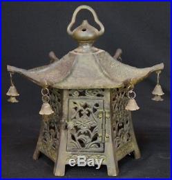 Vintage Toro Japanese hanging garden lamp bronze 1900's Japan craft
