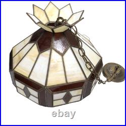 Vintage Traditional Slag Glass Chandelier Dining Hanging Lamp Large 18 Retro