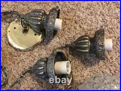 Vintage Triple Globed Hanging Swag Light Ceiling Fixture 1970s working! Tested