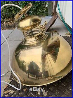 Vintage Troy Lighting Hanging Brass Lamp Mid Century Modern Pendant Chandelier