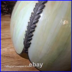 Vintage Tulip Slag Glass Hanging Lamp Green 8 Petal MCM Swag Lamp Light