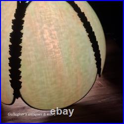 Vintage Tulip Slag Glass Hanging Lamp Green 8 Petal MCM Swag Lamp Light