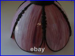 Vintage Tulip Slag Glass Hanging Lamp Pink 6 Petal Swag Lamp Light