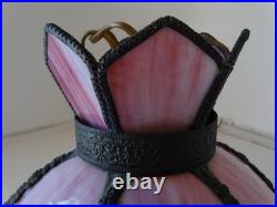 Vintage Tulip Slag Glass Hanging Lamp Pink 6 Petal Swag Lamp Light