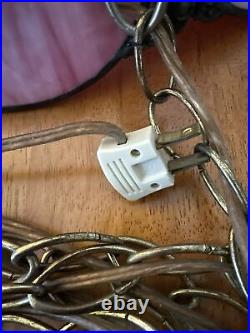 Vintage Tulip Slag Glass Hanging Lamp Pink 8 Petal MCM Swag Lamp Light