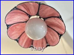 Vintage Tulip Slag Glass Hanging Lamp Pink 8 Petal MCM Swag Lamp Light