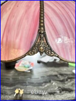 Vintage Tulip Slag Glass Hanging Lamp Pink 8 Petal MCM Swag Lamp Light Vintage Tulip Slag Glass Hanging Lamp Pink 8 Petal MCM Swag Lamp Light