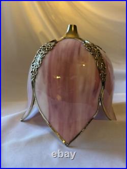 Vintage Tulip Slag Glass Hanging Lamp Pink Petal Swag Lamp Light Fixture