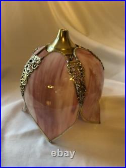Vintage Tulip Slag Glass Hanging Lamp Pink Petal Swag Lamp Light Fixture