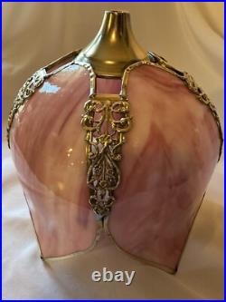 Vintage Tulip Slag Glass Hanging Lamp Pink Petal Swag Lamp Light Fixture