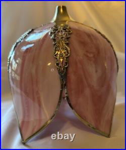 Vintage Tulip Slag Glass Hanging Lamp Pink Petal Swag Lamp Light Fixture