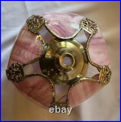 Vintage Tulip Slag Glass Hanging Lamp Pink Petal Swag Lamp Light Fixture