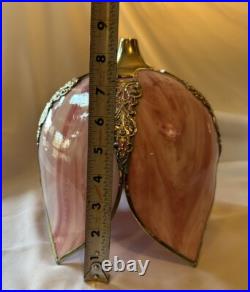 Vintage Tulip Slag Glass Hanging Lamp Pink Petal Swag Lamp Light Fixture