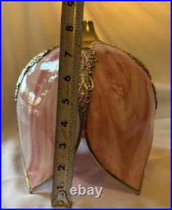 Vintage Tulip Slag Glass Hanging Lamp Pink Petal Swag Lamp Light Fixture