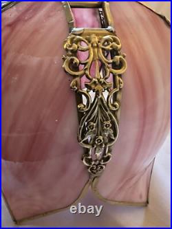 Vintage Tulip Slag Glass Hanging Lamp Pink Petal Swag Lamp Light Fixture