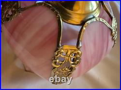 Vintage Tulip Slag Glass Hanging Lamp Pink Petal Swag Lamp Light Fixture