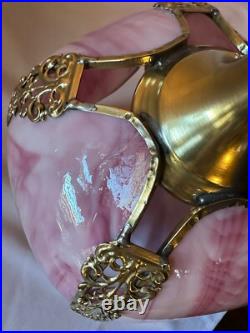 Vintage Tulip Slag Glass Hanging Lamp Pink Petal Swag Lamp Light Fixture