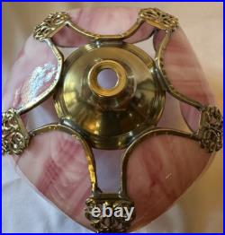 Vintage Tulip Slag Glass Hanging Lamp Pink Petal Swag Lamp Light Fixture