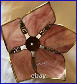 Vintage Tulip Slag Glass Hanging Lamp Pink Petal Swag Lamp Light Fixture