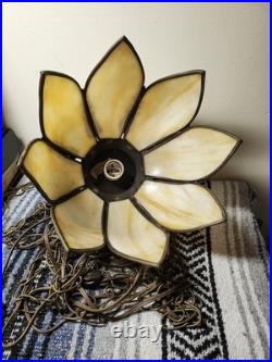 Vintage Tulip Slag Glass Hanging Light / Lamp Pre-owned