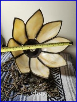 Vintage Tulip Slag Glass Hanging Light / Lamp Pre-owned
