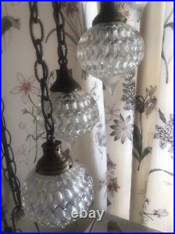 Vintage Tulip Swag Light 5 Tier Hanging Lamp Hollywood Regency