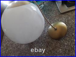 Vintage Underwriters Laboratories White Hanging Pendant Ball Lamp 12 1/2 Inches
