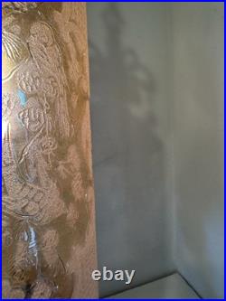 Vintage Unique Rare Hanging Swag Lamp Etched Glass Birds, Flowers Intricate