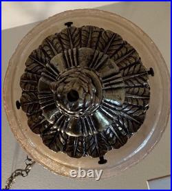Vintage Unique Rare Hanging Swag Lamp Etched Glass Birds, Flowers Intricate