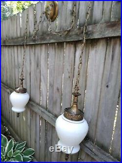Vintage VV France Double Hanging Swag Lights, swag lamp, pendant light