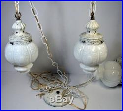 Vintage Vanity Bathroom Light Set Hanging Swag Lamps +Wall Fixture Glass Globes