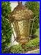 Vintage Venetian Blown Glass Hanging Pendant Lamp, Amber Glass with Gold Frame