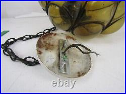 Vintage Venetian Caged Blown Glass Hanging Light Fixture Swag Lamp