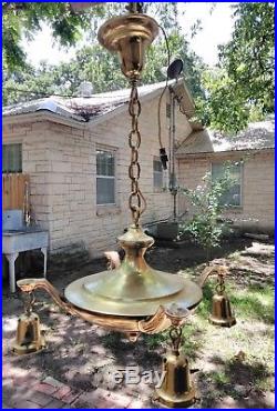 Vintage Victorian 4 Light Chandelier Brass Hanging Ceiling Antique Fixture Lamp