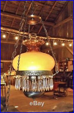 Vintage Victorian Hanging Electric Parlor Library Lamp Light