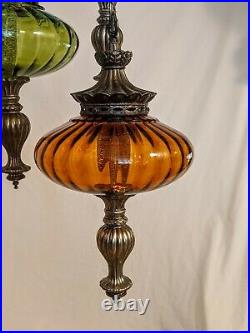 Vintage Vtg Mid Century Modern Hollywood Regency Hanging Swag Lamp Ceiling Light