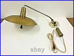 Vintage WALL SCONCE LIGHT Fixture mid century modern lamp elbow pull down gold