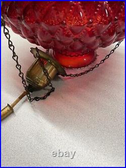 Vintage Wall Hanging Ruby Red Counterweighted Adjustable Parlor Lamp Light