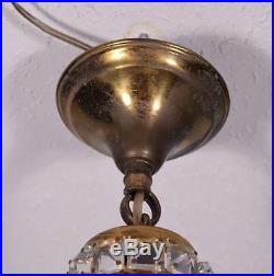 Vintage Waterfall Bronze & Cut Glass Hanging Lamp/Chandelier
