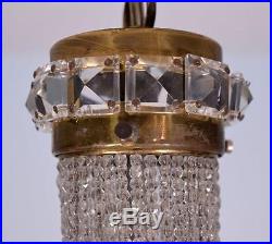 Vintage Waterfall Bronze & Cut Glass Hanging Lamp/Chandelier
