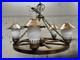 Vintage Western Wagon Wheel Hanging Lamp 24 In. Wide With5 Lights Great Cond